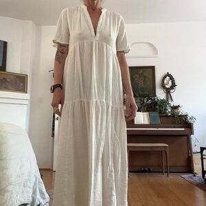 Anthropologie white gauze maxi dress